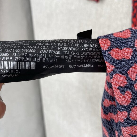 ZARA Dress Midi Oversized Animal Print Keyhole Back Long Sleeve Boho - Picture 11 of 14